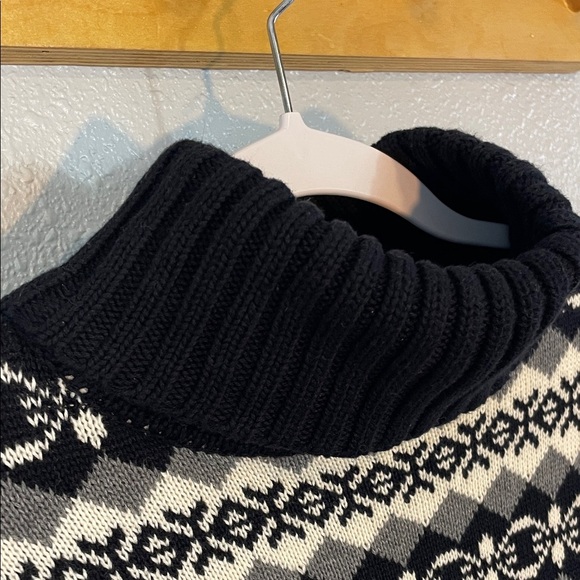 Marsh Landing Fair Isle Knit Sweater – Black & White Turtleneck Pullover Size L - Picture 3 of 12